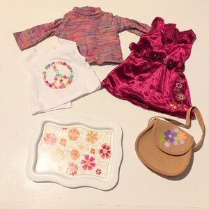 American Girl Julie Lot of Misc Items: Meets, Holiday, Lunch Tray